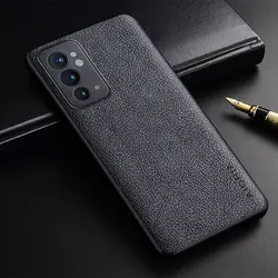 Premium PU Leather Luxury Phone Case - Slim Business Style Cover for Oneplus 9R (Grey)