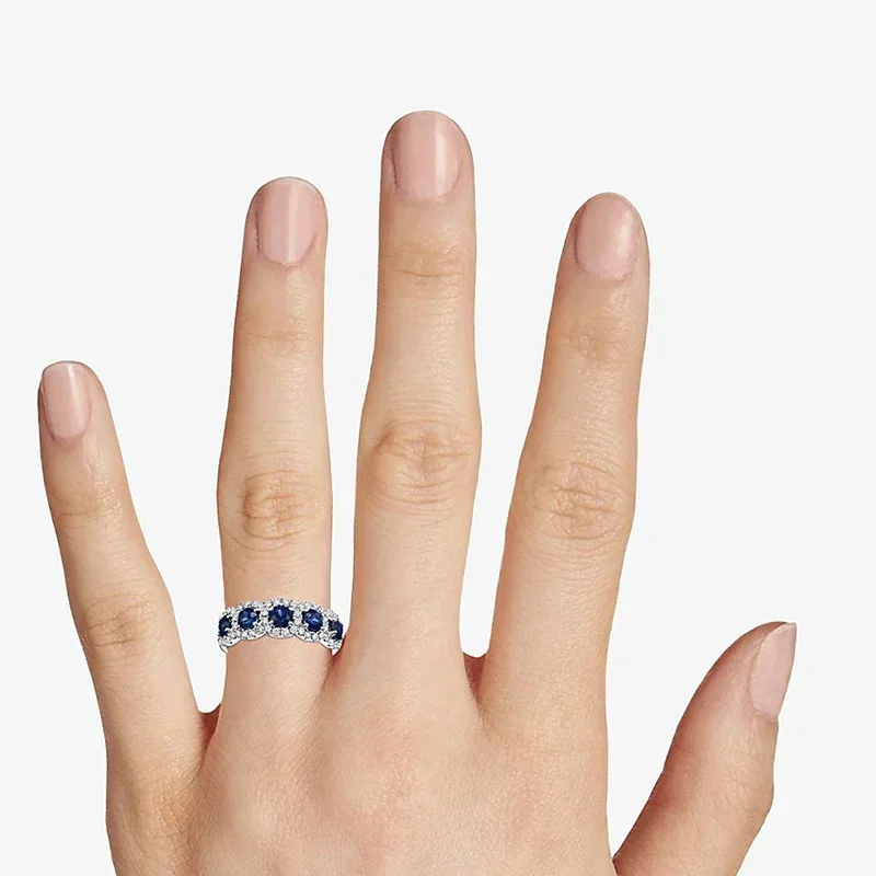 Women's Ring Blue/White Zircon Klein Style Finger Accessories Sparkling Silver Watch Band Fashion Jewelry finger rings womens ring jewelry rings ring jewelry