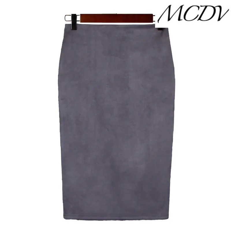 

MCDV Suede Skirt Solid Color Split Deerskin Velvet Skirt High Fanny Pack Hip Slimming Everything Goes with Skirt