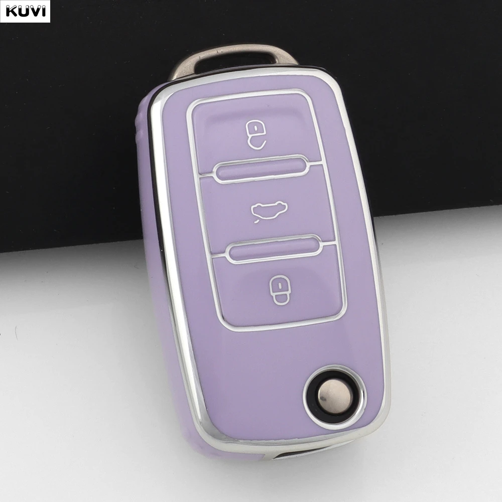 Pink TPU Car Flip Key Case Cover
