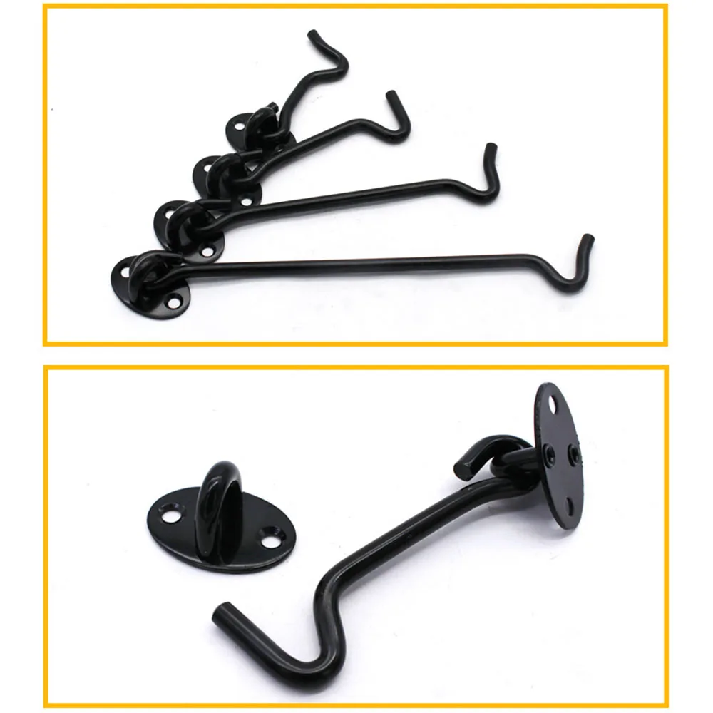 

2Pcs Black Stainless Steel Cabin Hook And Eye Latch for Gate Door Swivel Window 3/4/6/8/10/12/14/16" Screw Fixing Cabin Hook