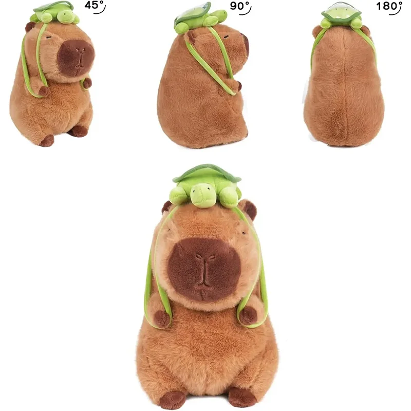 Capybara Stuffed Toys Pet Cute Capybara Plush with TurtleBackpack Kawaii Capibara StuffedAniamls Toys Keychain Bag Charms Giftsfor Kids Brown