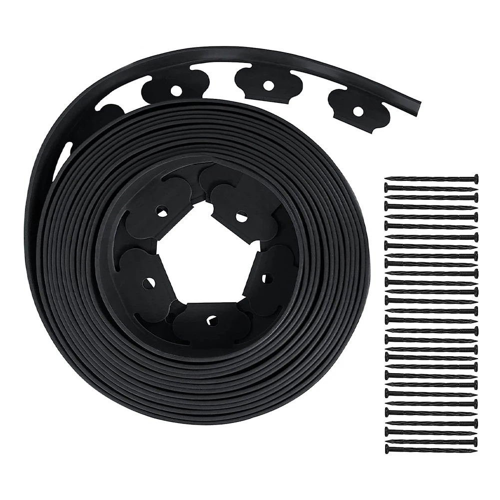 【Breeins】Landscape Edging Length No Digging Garden Edging Kit Include 15/30 Spikes, Premium Yard Edging Fence with One Spike p