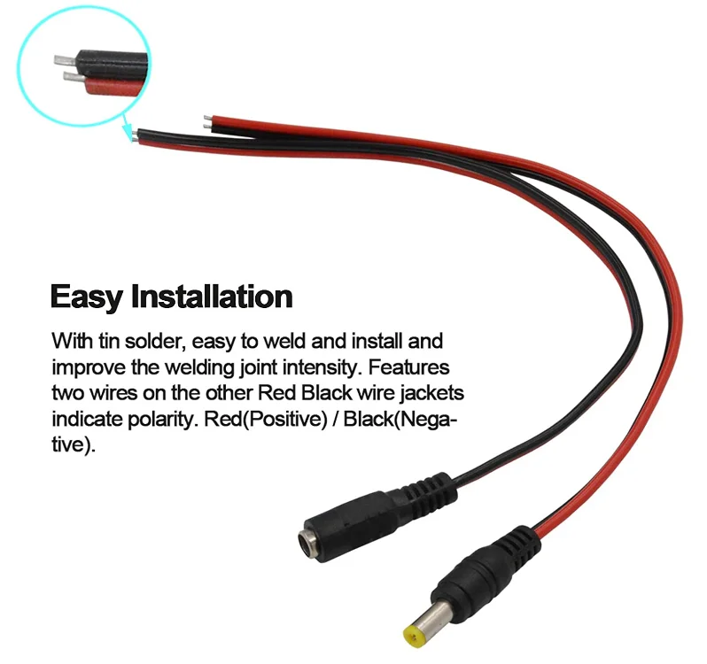 10pcs/pack--15CM 12V DC Power Cord Pigtail Male Cable 5.5x2.1mm For CCTV Camera LED Lights 4