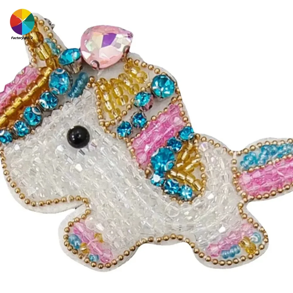 Single Cartoon Unicorn Cloth Sticker Pony Hair Accessories, Clothing, Accessories Velcro Patch Diamond Material