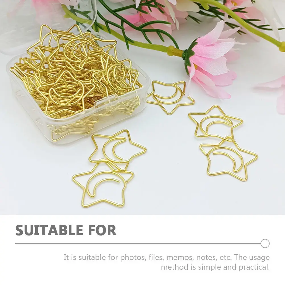 100Pcs 별 모양 금속 종이 클립 사무실 학교 문서 고정을위한 작은 공예 클립 절묘한 장식 문구 용품