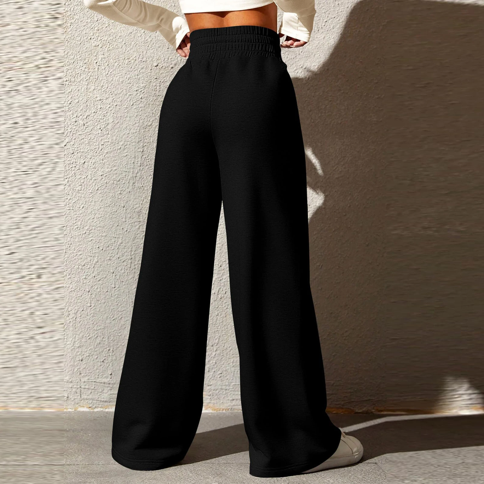 Women Wide Leg Pants Fashion High Waist Sportspants Female Solid Loose Long Trousers Streetwear for Casual Daily Baseball Pants