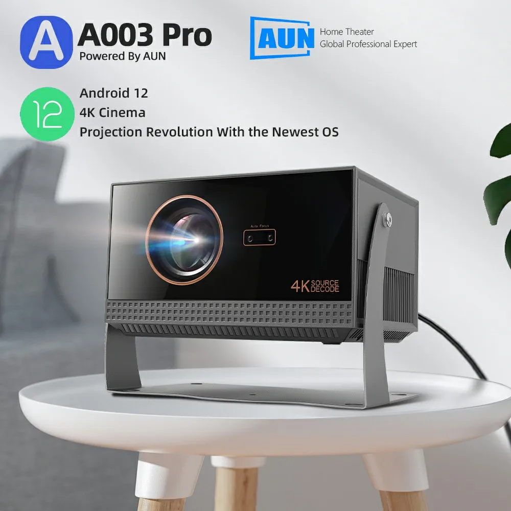 Android 12 TV Projector Full HD Home Cinema 4K Movie Theater Smart Rotatable LED 3D VideoProjector Bluetooth WIFI AUN A003 Pro