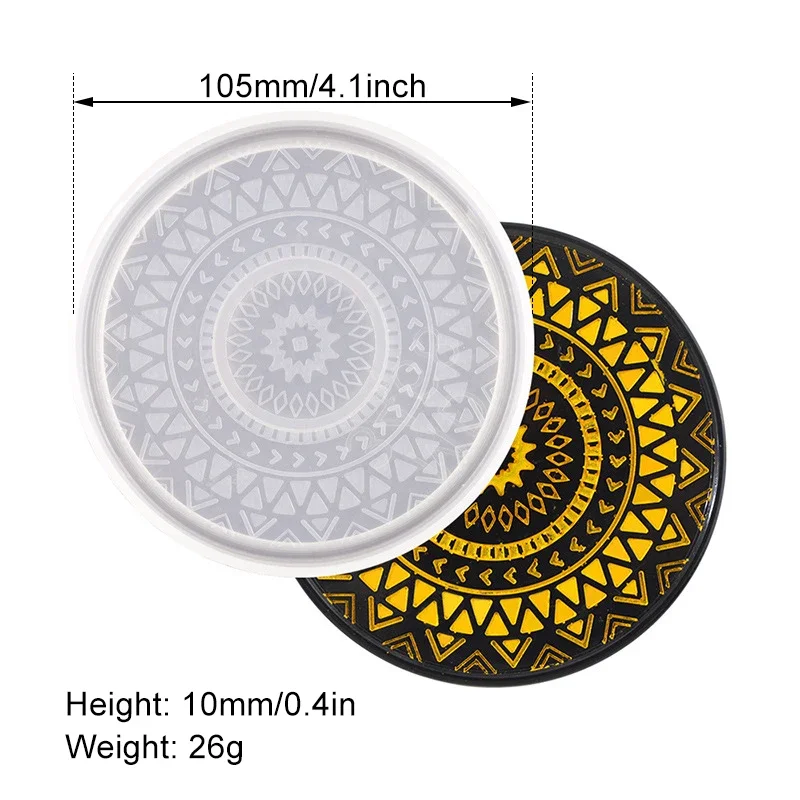 Circular Pattern Cup Cushion Silicone Mold Datura Pattern Flower Pot Base Gypsum Concrete Mold Mug Coaster Resin Silicone silicone mold