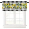ZEDLIYU Valances for Windows Kitchen Living Room Small Window Valance Lemon Black and white checked short curtains 54 x 18 Inch 1