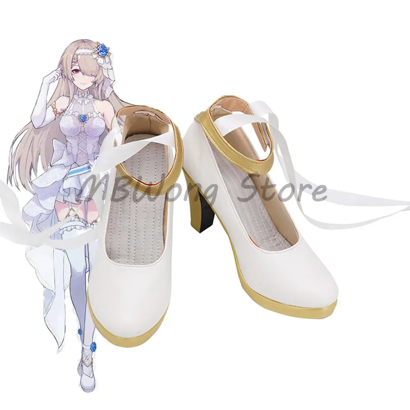 

Honkai Impact 3 Rita Rossweisse Vow of Roses Cosplay Shoes White High Heel Boots Custom Made For Unisex Halloween Party Props