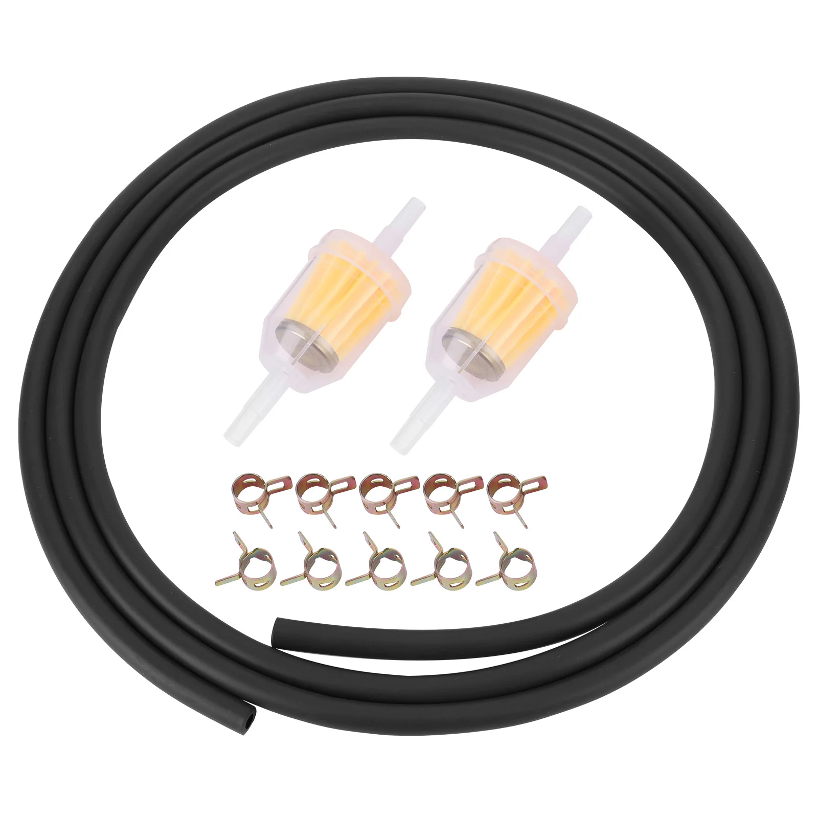 Fuel Filter Line Filter Kit with Spring Clips Gas Inline Fuel Filters Suit Rust Proof for Car Motorcycle Oil Lawn Mower Filter