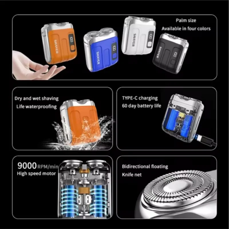 Xiaomi Mijia R-18 Electric Smart Shaver Household Shaver Digital Display Mini Dual Blade Rechargeable Shaver Powerful Men's Gift 6