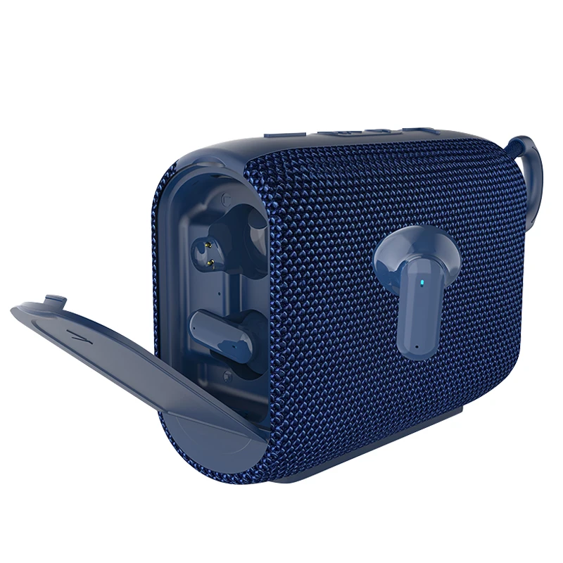 2 In 1 Bluetooth speaker & TWS earbuds Rockmia quality EBS-036 fabric mesh with handle