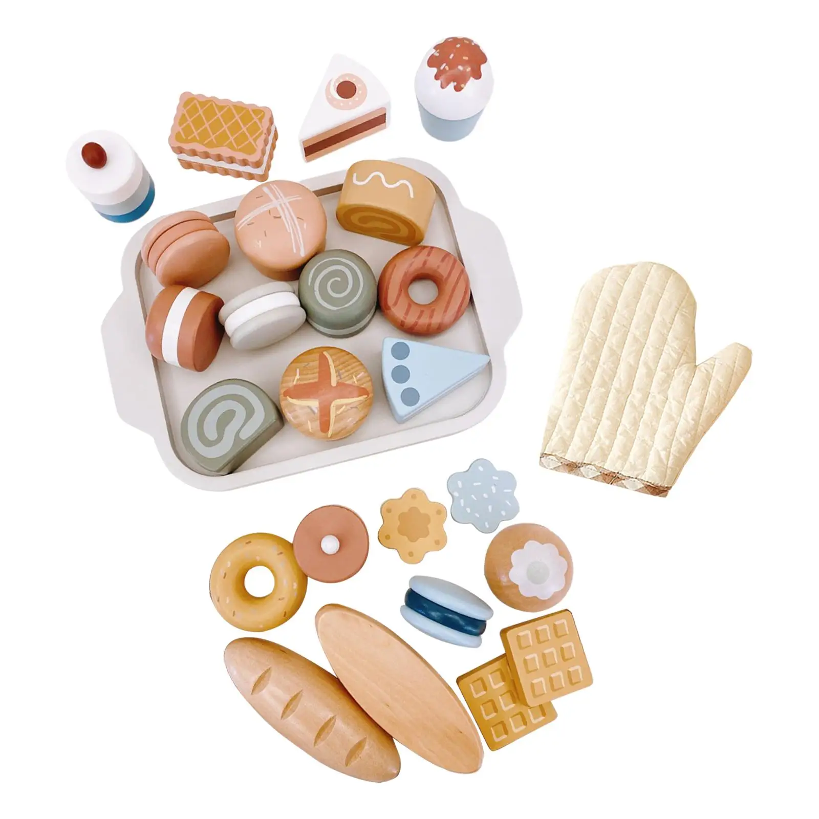 Toy Foods with Play Baking Cookies Wooden Pretend Play Sets, Simulation Pretend Play Set DIY Model Window Display Gift