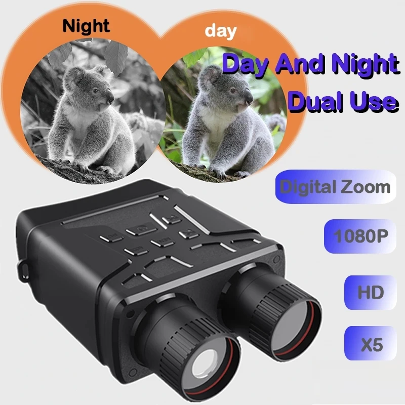 Digital Zoom 300m Binoculars Night Vision Device R6 850nm Infrared 1080P HD 5X Digital Zoom Telescope Outdoor Day Night Dual Use