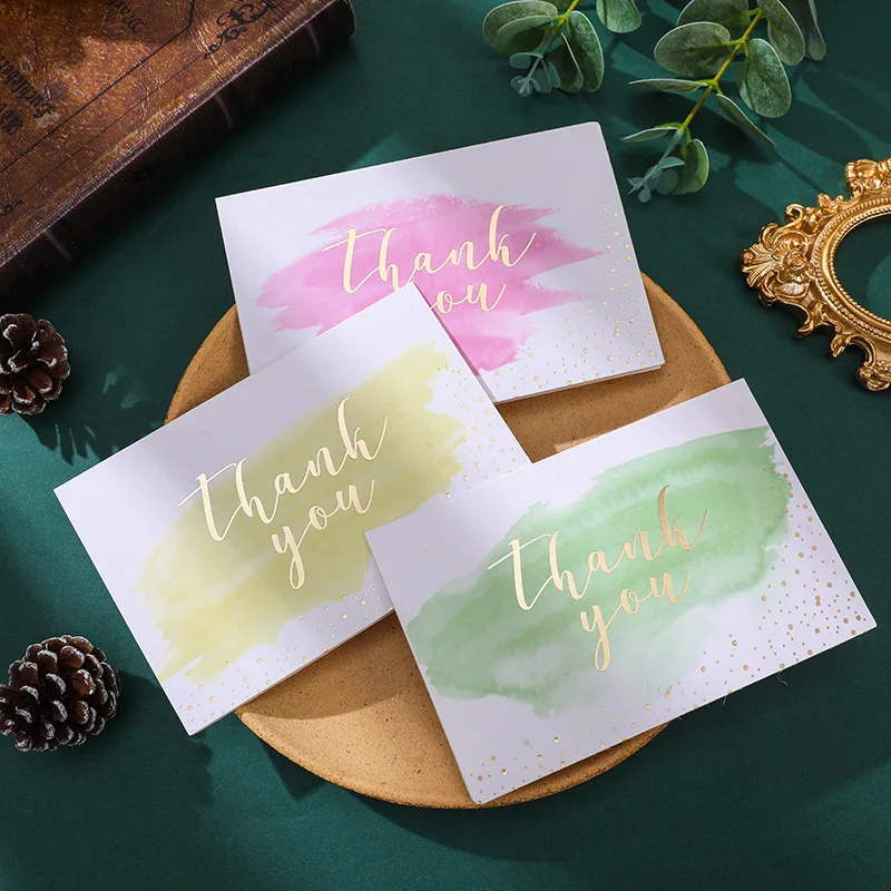 6Pcs/Set Thank You Card with Envelope Blank Folding Cards Birthday Wedding Party Greeting Card Note Message Blessing
