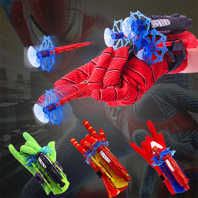 Disney Marvel Spiderman Iron Man Glove Launcher Catapulta Set Di Giocattoli Da Polso Anime Figure Cosplay Super Hero Boy Giocattoli Per Bambini Regalo