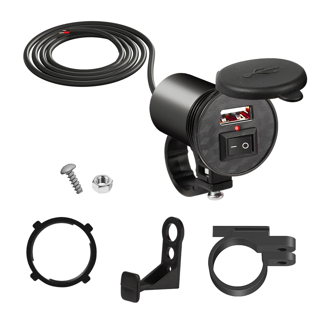 Waterproof Motorcycle Handlebar USB Charger with Power Adapter