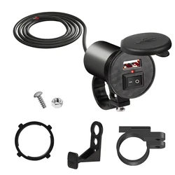 Waterproof Motorcycle Handlebar USB Charger with Power Adapter (With switch)