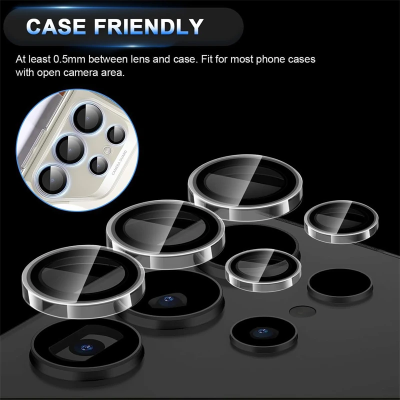 Ultra Clear Tempered Glass Camera Lens Protector with Ring Design