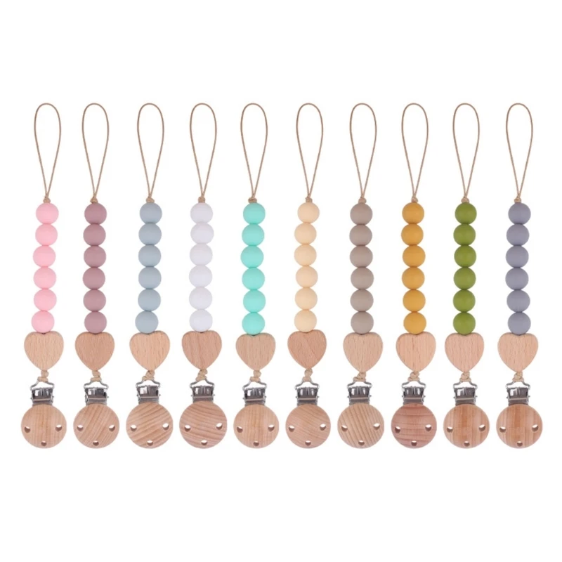 

HX5D зажим для соски, цепочка с бусинами против потери, цепочки для сосков для ухода за ребенком, подарок для прорезывания зубов