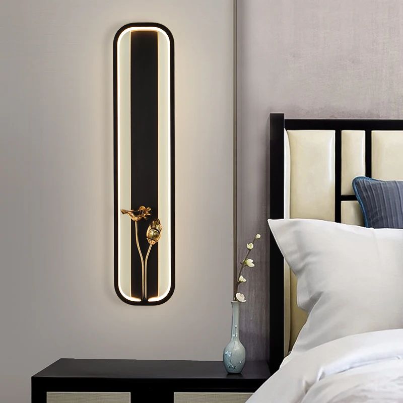 

Minimal Copper Wall Lamp Bedroom Bedside Lights ModernSimple Living Room Background Wall Creative Corridor Hotel LED Decoration