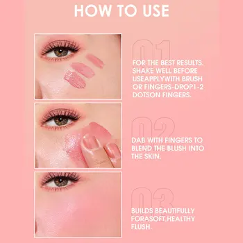 New Liquid Cheek Blush Facial Nourishing Blusher Gel Cream Multi-purpose Eye Shadow Lip Gloss Makeup Blush Stick Cosmetics with 6