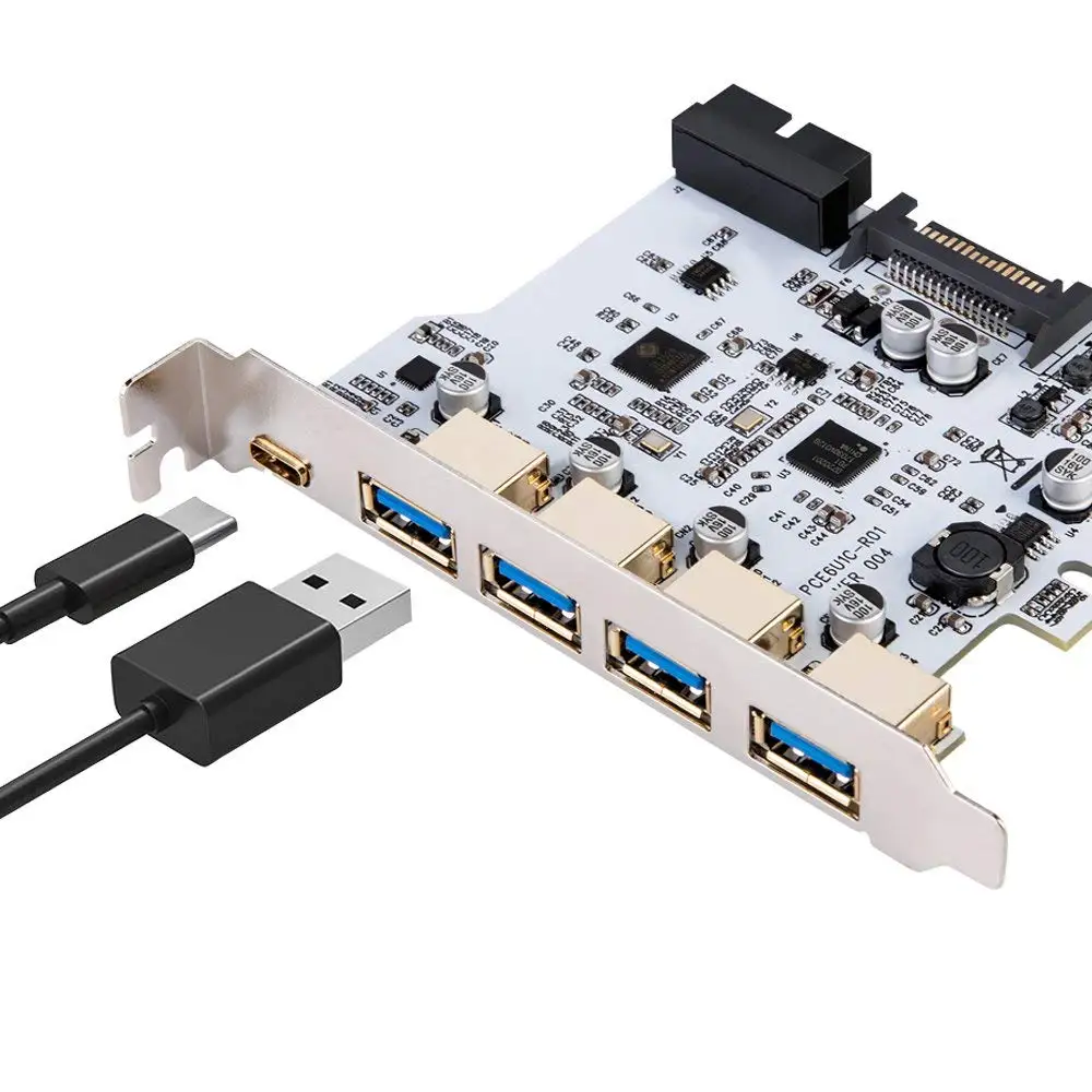 

Add On Card USB 3.0 PCI-E Type C Expansion Card PCI Express PCI-E to USB 3.0 Controller 5Port + 1Port USB 3.1 PCI-E Card Adapter