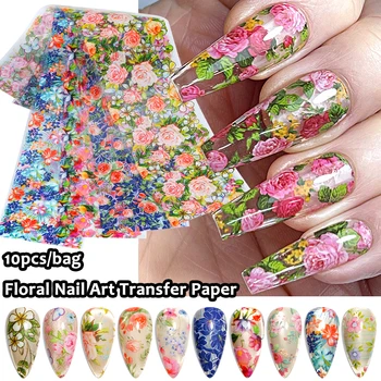Spring Floral Nail Art Transfer Paper Petal, and Leaf  Cute and Charming Decorations, Nail SalonAccessories  (Non-stick) 1