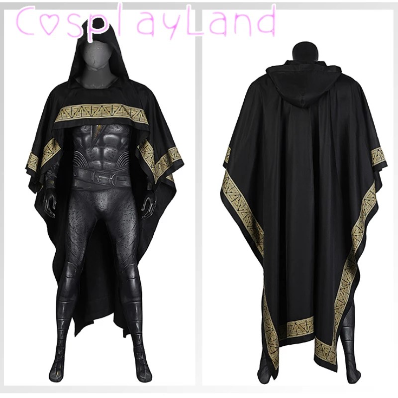 

Halloween Carnival Superhero Black Teth Adam Cosplay Costume 3D Spandex Printing Muscle Jumpsuit Cloak Armor Men Suit