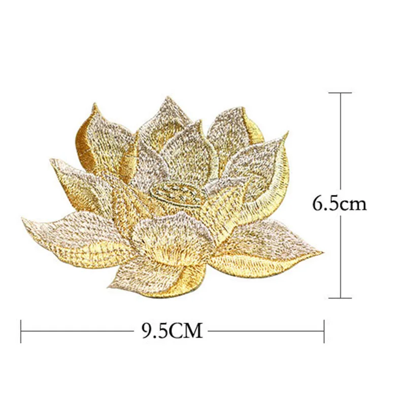 5pcs Embroidery Lutus 9.5x6.5cm Iron-on fabric patch Chinese artist For decorate cloth Fans T-shirt Jeans Handcraft gift pack