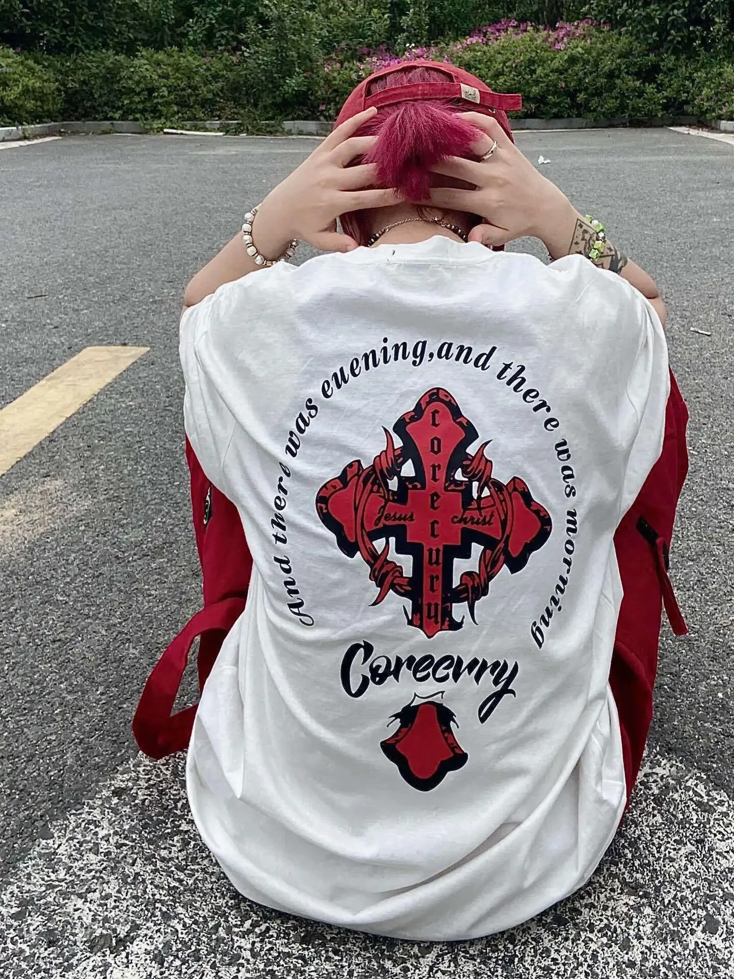 

Fashion Short sleeved T-shirt [Poison Family Correct Version] Chrome Hearts Gothic Cross Heavy Duty T-shirt Luxury