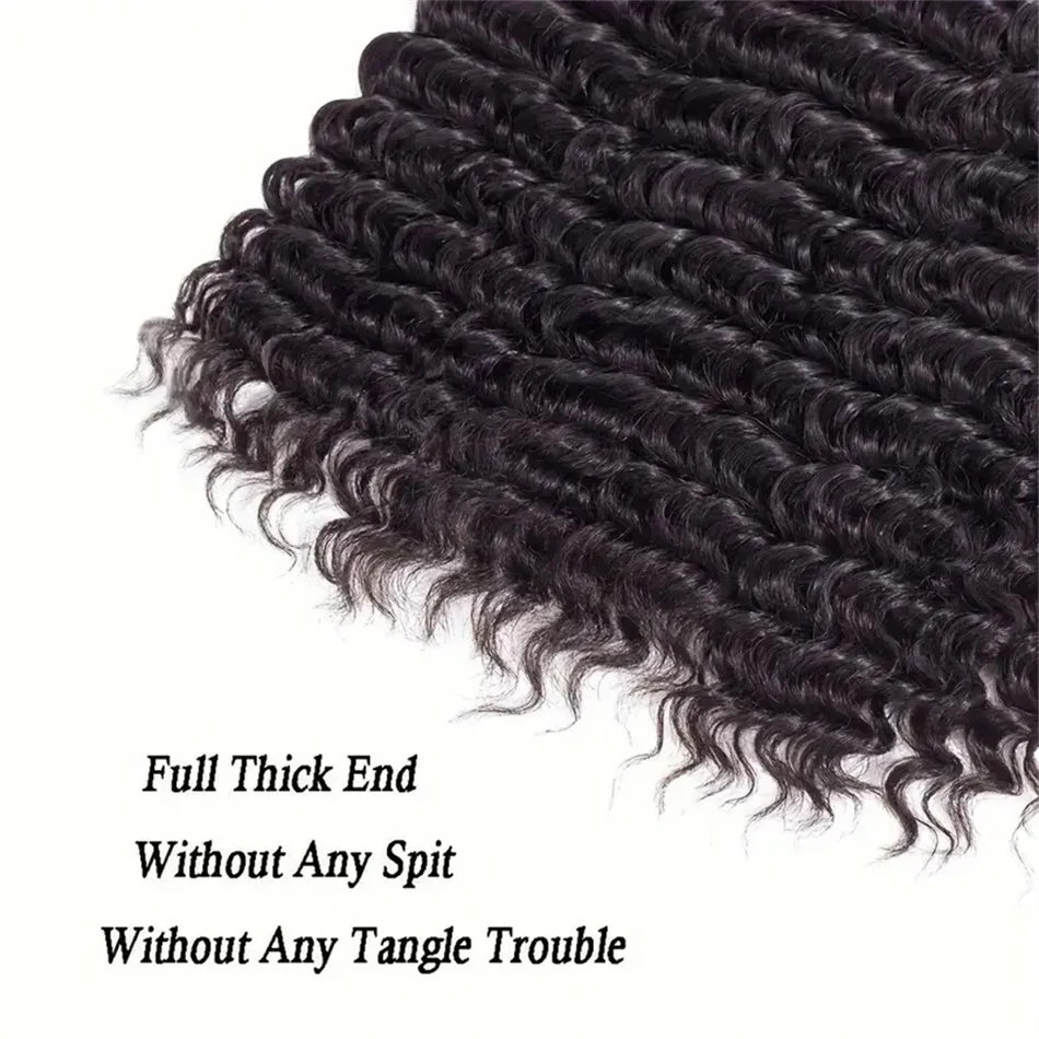 Deep Wave Hair Bundles Brazilian Hair Weave Bundles 1 3 4 PCS Virgin 100% Human Extensions Thick End