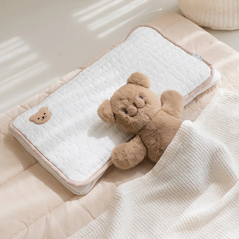 Cartoon Pillowcase for Baby Breathable Cotton Pillow Dustproof Case Embroidered Flat Pillow 30x50cm Infant Pillow Cover 5