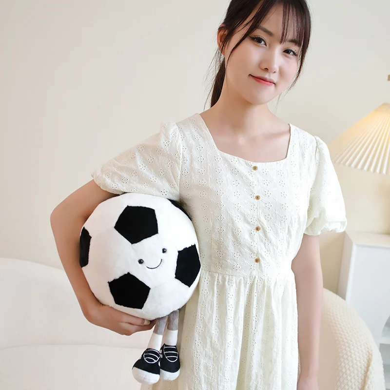 Smile Expression Basketball Football Pillow Soccer Ball Shaped Plush Toys Home Decoration Soft Cushion Birthday Christmas Gift 5