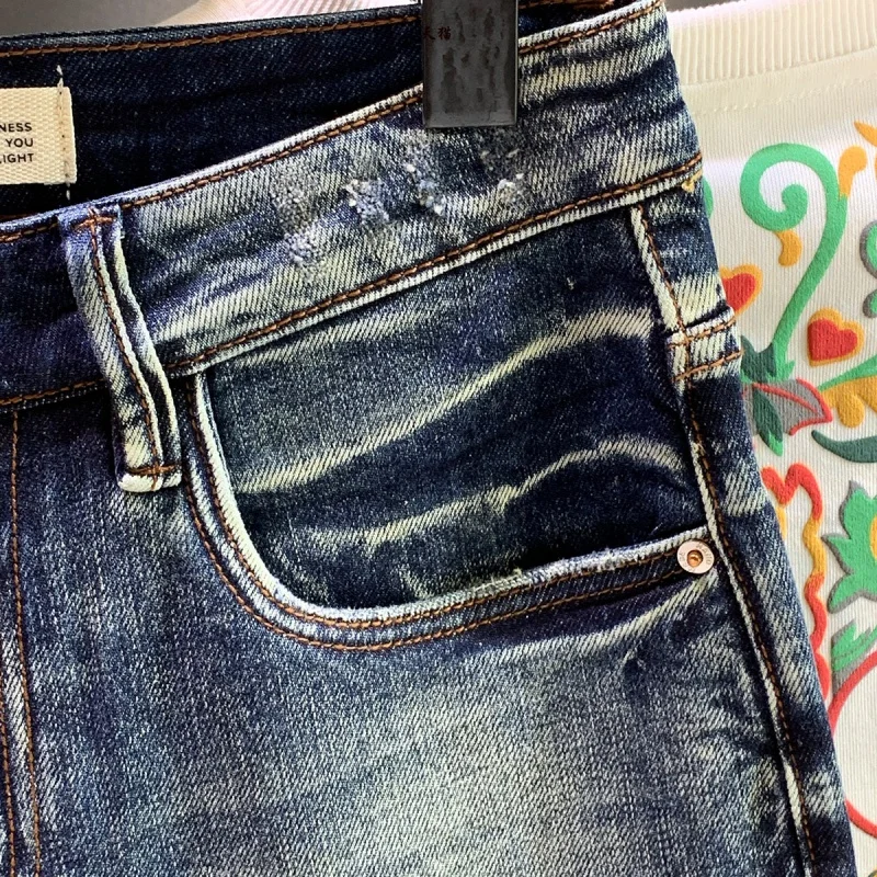 Men's High Street Retro Washed 2024 Jeans Spring and Autumn Street Fashion Loose Elastic High end Versatile Casual Men's Pants