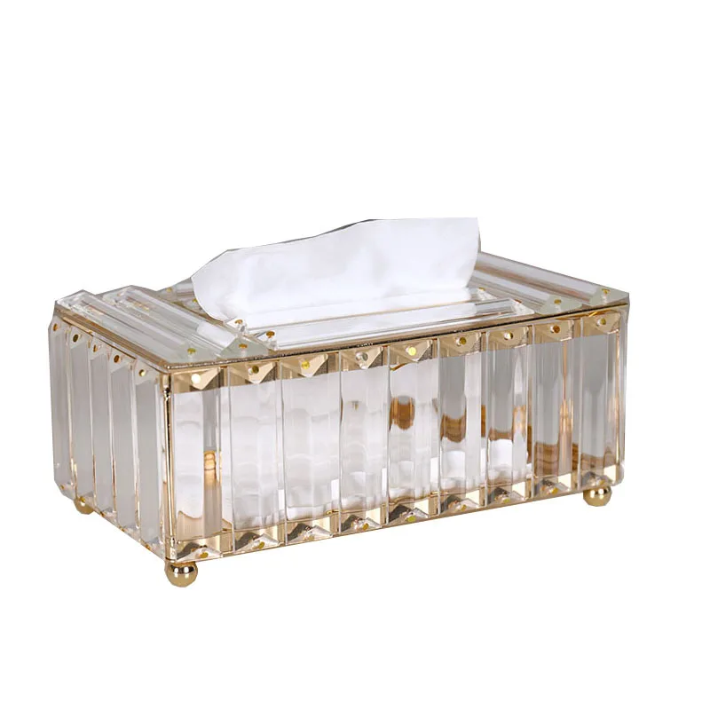 Crystal Glass Tissue Box Cover Home Hotel Car Pen Holder Tools Cosmetic Accessories Desktop Storage Racks Decoration Paper Towel 3