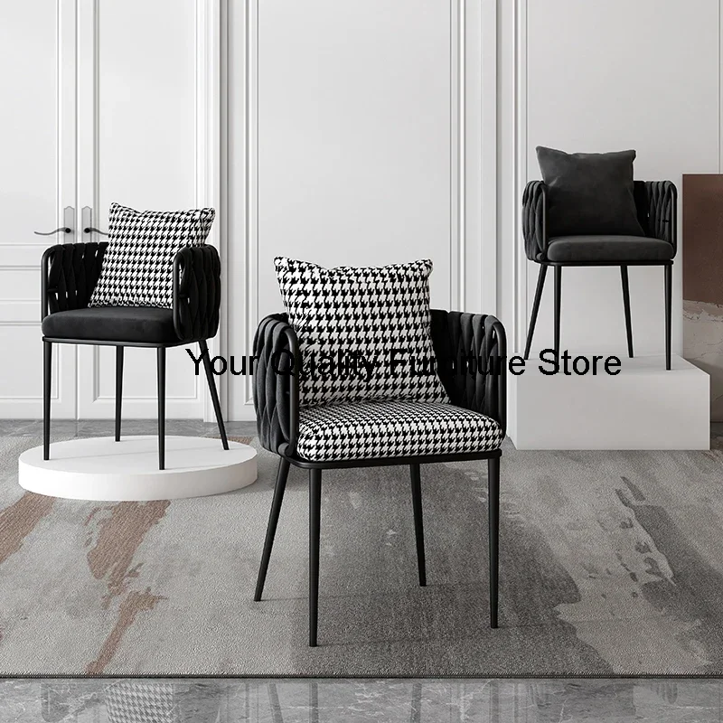 

Comfortable Minimalist Dining Chairs Modern Black Metal Legs Lounge Dressing Chair Designer Kitchen Cadeira Home Furniture