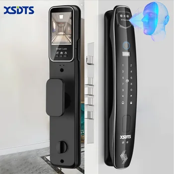 3D 얼굴 스마트 도어 잠금 보안 카메라 모니터 지능형 지문 암호 생체 전자 키 잠금 해제, Usmart Go