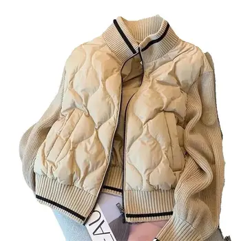 Maglieria autunno inverno unisci insieme giacca di cotone donna 2024 cappotto di cotone casual allentato di nuova moda capispalla vintage femminile 1