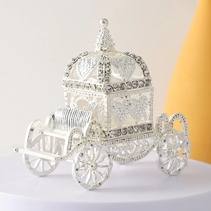 Crown Carriage Jewelry Box Wedding Ring Holder Gift for Her