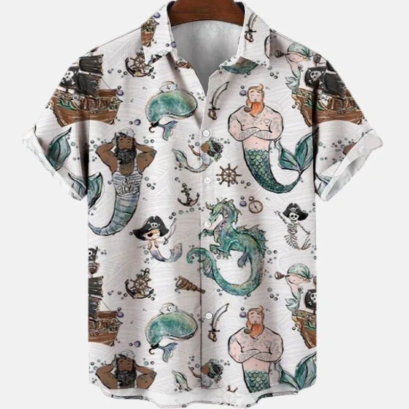 Hawaiian Shirt 3D Men Summer Street Costumes Skeleton Floral