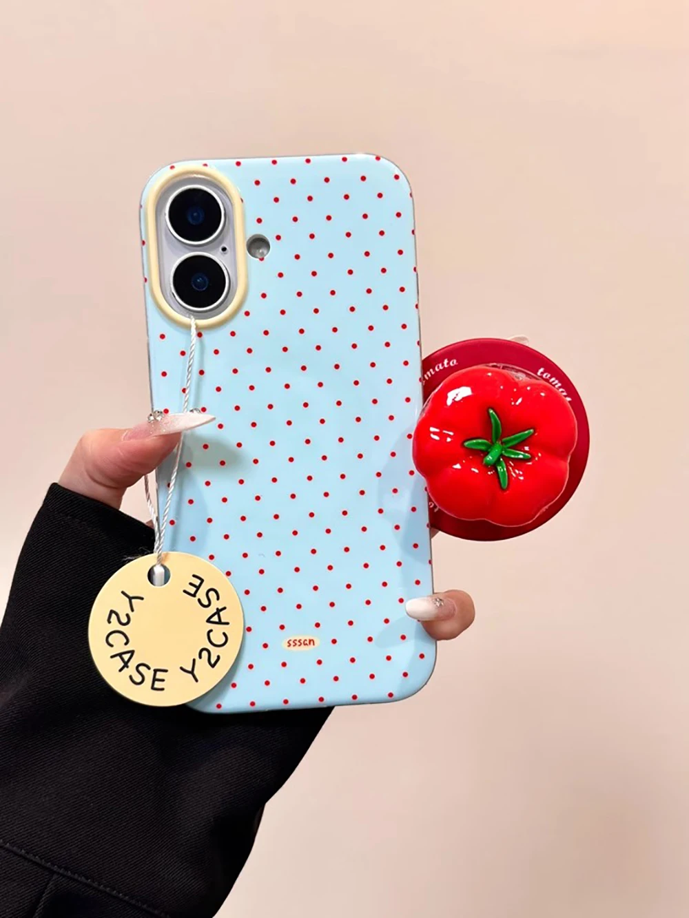 3D Polka Dot Cute Tomato Magnetic Grip Phone Stand Holder Case