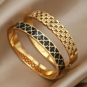 Stainless Steel Metal Oil Simple Style Bangles&bracelets for Women Fashion Brand Jewelry Elegant Bangles Accessories