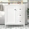 30" Bathroom Vanity with Sink,Freestanding Bathroom Vanity and Basin Sink Combo with Three Drawers and Two Door Shelves, (White) 1