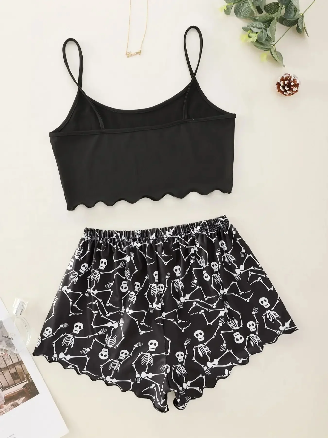 2024 New Europe and The United States Thin Sleeveless Vest Halter Top Shorts Home Wear Two-piece Pajamas Women