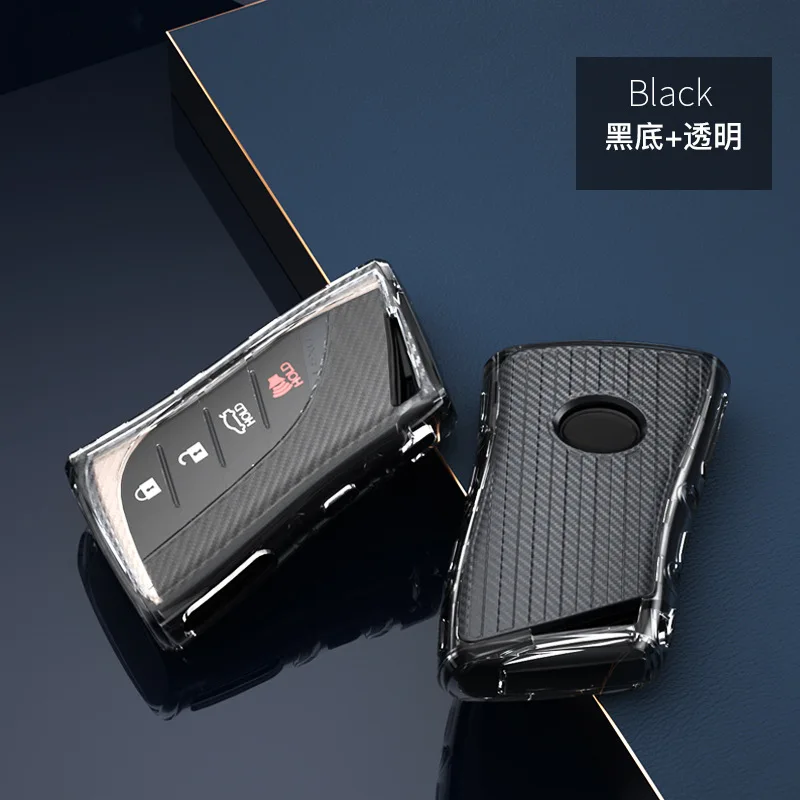 HIBEYO Custodia Intelligente Per Chiave Lexus, Silicone TPU Con Linea Argentata, Organizer Con Portachiavi, Per LS RC UX US ES NX RX (modelli 3 Tasti), Nero - 4