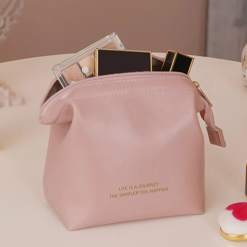 Makeup Bag Travel Cosmetic Bag for Women PU Leather Waterproof Toiletry Bag Large Zipper Toiletries