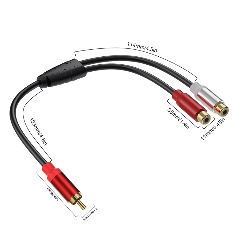 Premium RCA Cable Splitter - Male to Female Audio Extension Converter for Amplifiers & Speakers